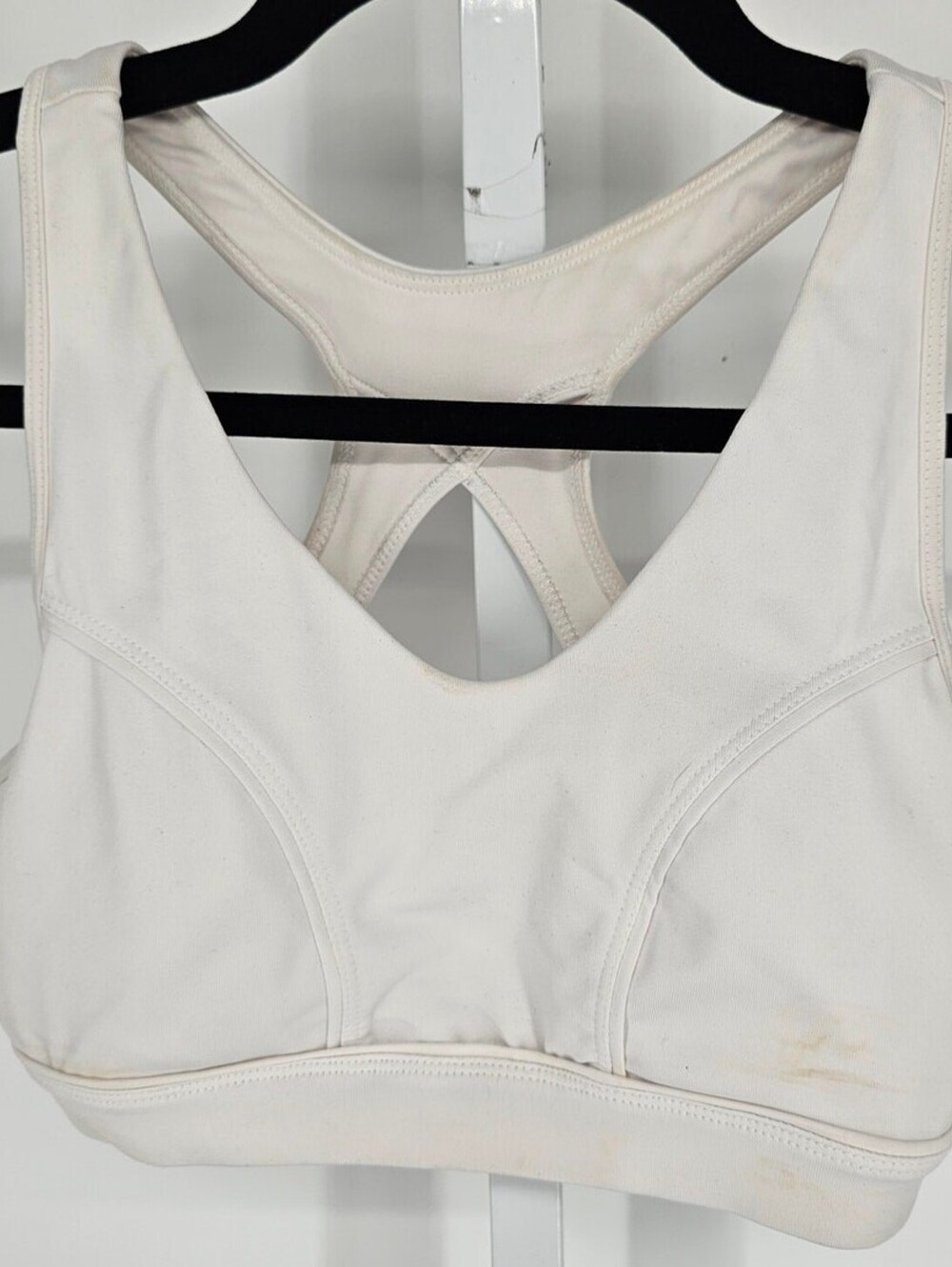 Tek Gear Womens Sz S Racerback Sports Bra Medium Impact White